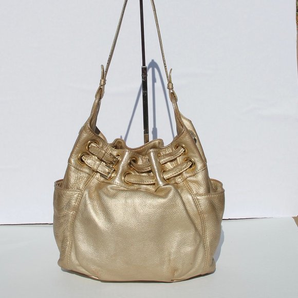 Michael Kors Gold Pebbled Leather Medium Hobo Bag - Authentic, Gently Used - Picture 1 of 13